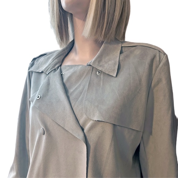 Kut from the Kloth Trech Swing Pea Jacket Coat Faux Vegan Suede Double Breasted - Picture 7 of 16